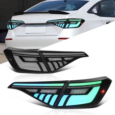 RGB Tail Lights 11th Gen Honda Civic Sedan 2022-2025,LED Rear Lamps w/Animation