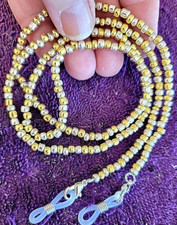 Eyeglasses Lanyard Glass Beaded 27" Silver  Gold Color Beaded Glasses Chain