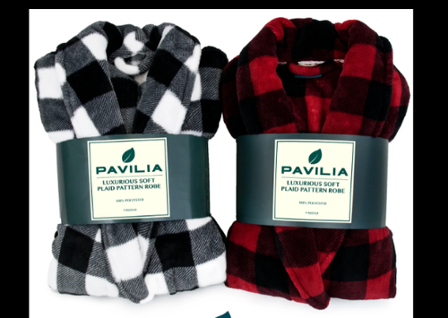 PAVILIA Mens Fleece Robe | Soft Warm Bathrobe for Men Plush Spa Robe with Piping - Picture 2 of 3