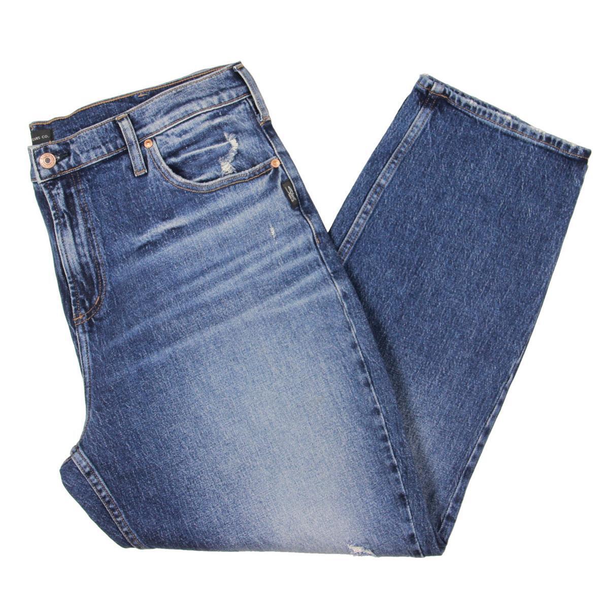 Silver Jeans Co. Женские синие джинсы прямого кроя из потертого денима 14W BHFO 4259