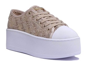 LOGO GUESS Boomer Sneaker Donna Tela Beige Piattaforma Scarpe Da Ginnastica LOGO GUESS Boomer Sneaker Donna Tela Beige Piattaforma Scarpe Da Ginnastica