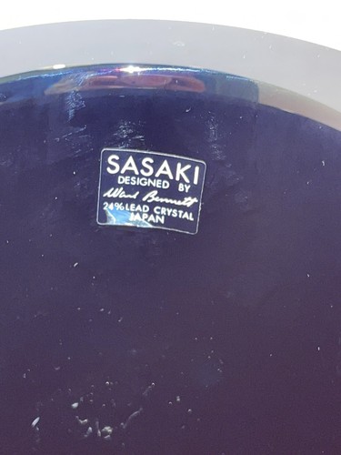 SASAKI Japan designed By WARD BENNETT Black 24% Lead Crystal Vase STUNNING - Picture 6 of 7