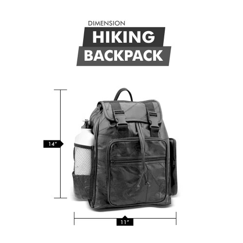 Brand New Black Leather Backpack With Water Bottle Holder Free Shipping - Picture 2 of 3