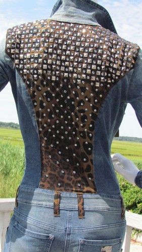 Denim 26 Sexy Stretch New Italy Jumpsuit Leopard Cat Met Jean 849 Bling Cheetah xUX4aqpw