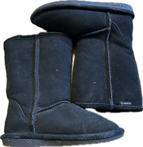 Bearpaw Boots Evangeline Unisex Yth Sz 2 Cow Suede Wool Lined Snow Boots Black - Picture 5 of 7