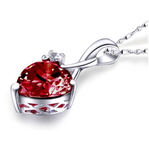 Collar Colgante Real Plata Esterlina 925 4,03 quilates Simulado Rubí Corte Corazón Regalos - Imagen 3 de 6