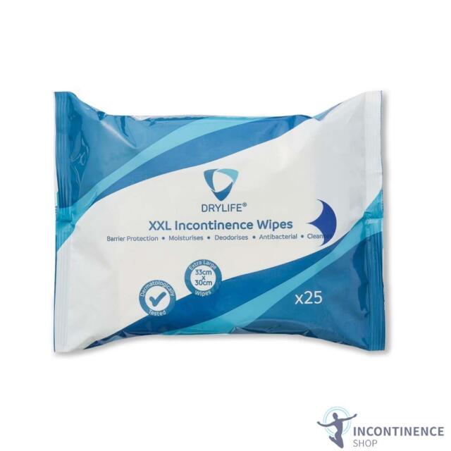 Drylife Premium Fragranced Disposable XXL Incontinence Wipes - 1 Pack of 25 Drylife Premium Fragranced Disposable XXL Incontinence Wipes - 1 Pack of 25