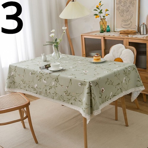 Tablecloth Table Cover Floral Lace Edge Living Room Home Decor Pastoral Style - Picture 15 of 17