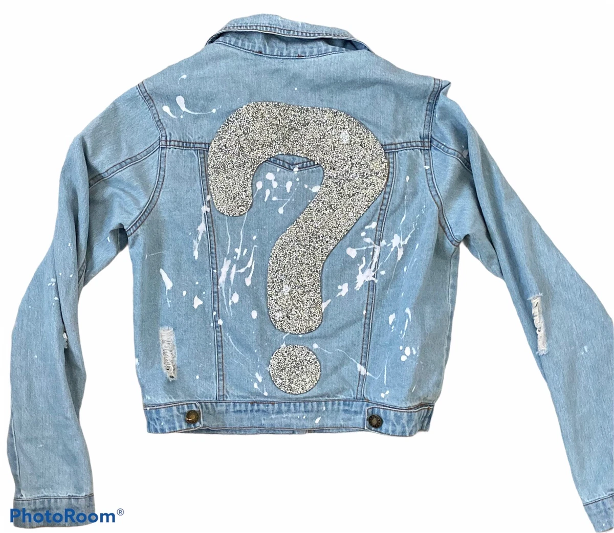 Ross Disera Denim Blue Distressed Jean Jacket DIY Glitter Question