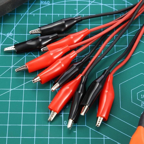 Pair of Dual Red & Black Test Leads with Alligator Clips Jumper Cable Wire - Picture 3 of 7