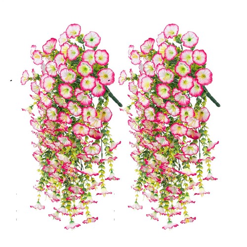 Artificial Hanging Flowers for Outdoor 2PCS Fake Petunias Silk Flowers UV Resist - Foto 3 di 19