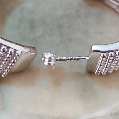 Orecchini in argento sterling 925, grandi orecchini a peridoto simulato, cerchi a J - Foto 9 di 9