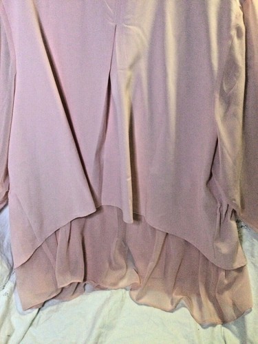 Lane Bryant Top Blouse Tunic Jacket Dressy Pink Chiffon Layered Zip Up Sheer 28 - Picture 7 of 8