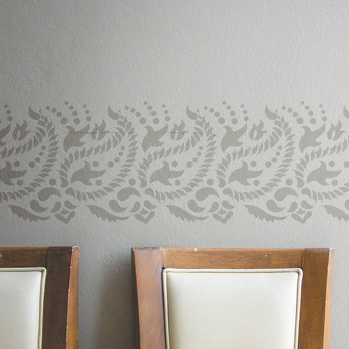 Paisley Wall Border Stencil for DIY decor - Indian paisley design - Picture 2 of 5