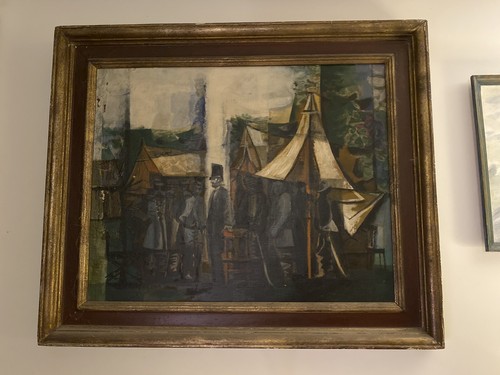 1930-40s ABRAHAM LINCOLN AT ANTIETAM MODERNIST ABSTRACT OIL/MASONITE - Picture 8 of 15