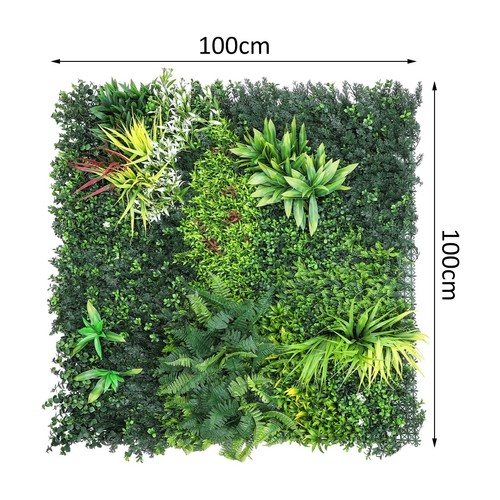 100 x 100cm Artificial Plant Flower Wall Panels Realistic Indoor Outdoor Foliage - Picture 2 of 10