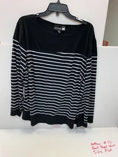 Antthony Woman Black Striped Long Sleeve Top Size P2X – HSN - NWT - #10