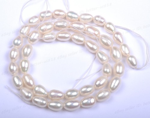 16 Zoll Natürliche Süßwasser Weiße Perle Oval Reis Perlen 4 mm 6 mm 8 mm 10 mm 12 mm - Bild 8 von 16