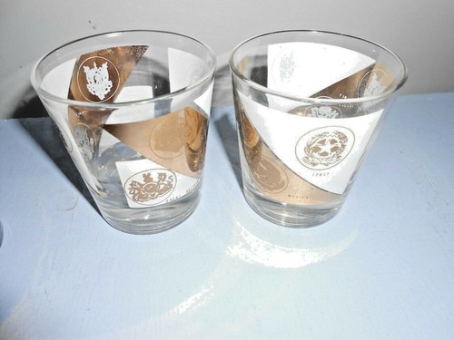 (4) Vintage Klarglas Trinkgläser GOLD MIT LÄNDERN schöner Zustand 3,5" - Bild 5 von 5