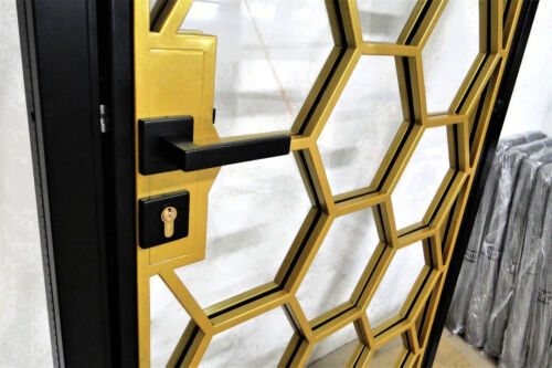 LOFT FRENCH HONEYCOMB Drehtür aus Stahl und Glas mit Wabenmuster - Bild 4 von 18