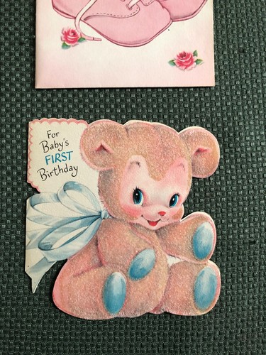 Vintage 1954 Baby's First Birthday Card-1954- Lot of 2-USED-Hallmark/Gibson - Picture 3 of 4