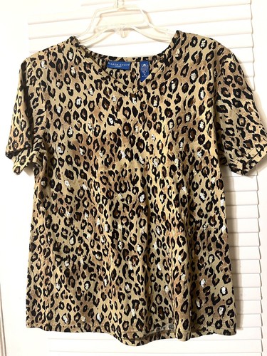 OF-04D. -   Karen Scott Women Blouse (Leopard Print) - (Free Shipping)