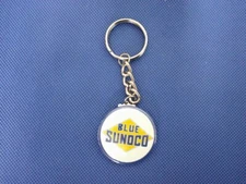 BLUE SUNOCO Oil Gasoline Keychain MADE IN USA Keyring FREE SHIPPING