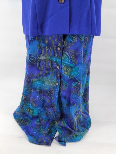 Vintage 80er 90er tropisches Maxikleid Gr. 18 lila Blumen Bibliothekar Lehrer mit Jacke - Bild 4 von 11