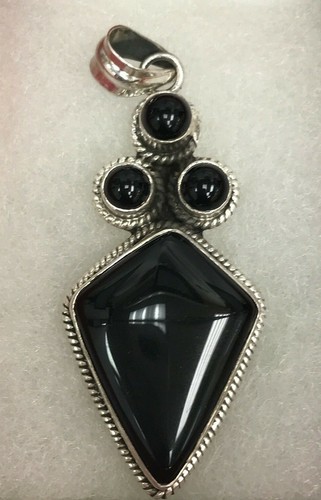 Black Onyx Large Statement Pendant in Sterling Silver - Picture 10 of 11