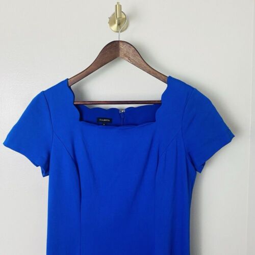 Vestido vaina Talbots para mujer azul con dobladillo y cuello de vieira manga corta cremallera trasera 6 $129 - Imagen 2 de 11
