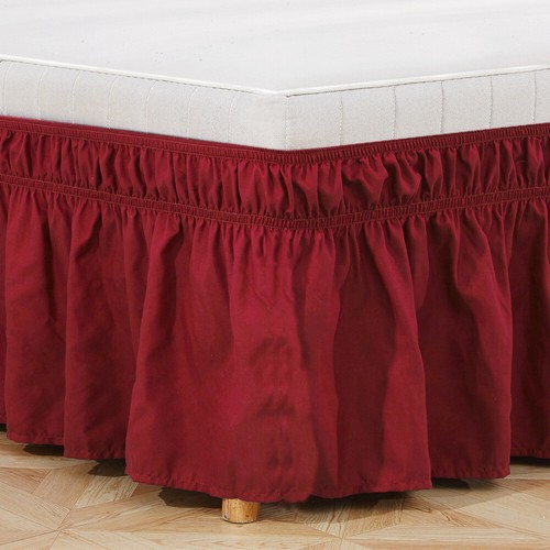 Elastic Ruffles Bed Skirt Height Bedspread Bed Dust Ruffle Cover Double Queen - Picture 38 of 45