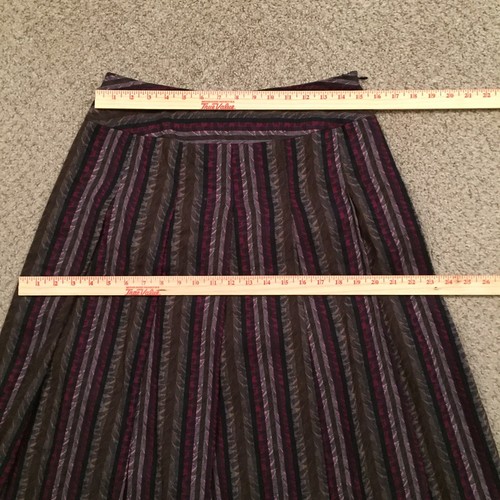 Apostrophy Skirt Size 4 Midi Lined Purple Pink Striped Casual - Picture 3 of 10