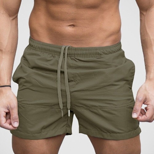 Herren Slim Fit Solide Hose Elastischer Bund Kordelzug Sport Laufen Fitness Shorts - Bild 11 von 13