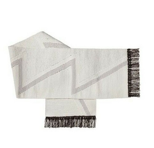 Nate Berkus Fringed Handwoven Table Runner Ivory & Silver - Picture 5 of 5