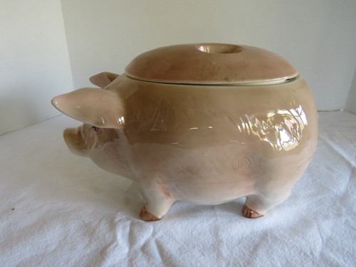 VINTAGE KERAMIK OTAGIRI SCHWEIN KEKSDOSE HANDBEMALT JAPAN 10" X 6" X 7" - Bild 1 von 9