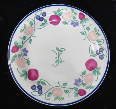 Princess House Dinner Plate Orchard Medley White 10-5/8'' Apples, Grapes & Pears