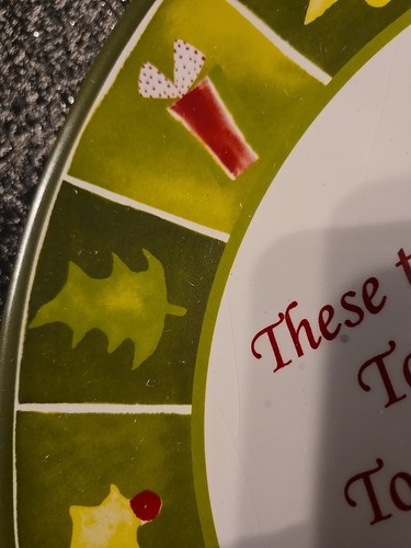 Onieda Weihnachtsplatte mit niedlichem Spruch drin. 12" Festlich - Bild 8 von 11