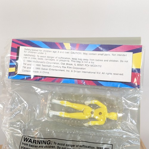 Vtg 1995 McDonalds Mighty Morphin Power Rangers The Movie Yellow Ranger w/ Bear - Picture 3 of 3