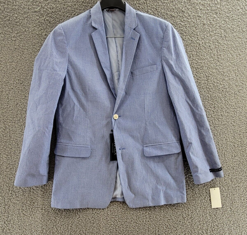 Tommy Hilfiger Pinstripe Lining Stretch Oxford Jacket Boys' 20 Prince Blue L/S - Picture 2 of 19