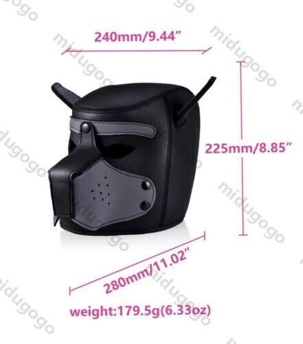 Neoprene Puppy Hood Role Play Dog Mask Puppy Cosplay Full Head for Couples New - Picture 7 of 21