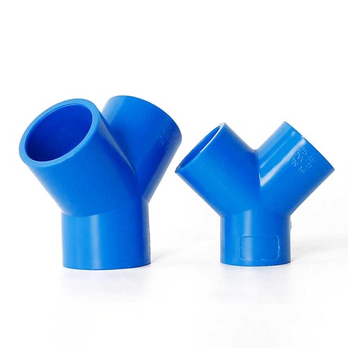 Blau PVC Klebe Fittings Y-Shape Y-Verteiler Verbinder Adapter Muffe 20mm - 63mm - Picture 2 of 5