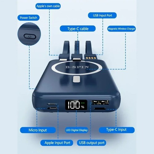 Cargador externo inalámbrico magnético PD 20W Banco de alimentación MagSafe para iP 16 15 14 13 - Imagen 14 de 19