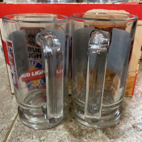 Vintage Bud Light 4 Piece Glass 12 Fl Oz Mug Set Classic Coasters See Pics! 😍 - Picture 10 of 20