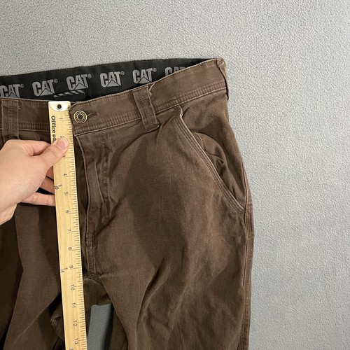 CAT Caterpillar Pants Mens 34X32 Brown Duck Canvas Carpenter Workwear Outdoor - Picture 9 of 10