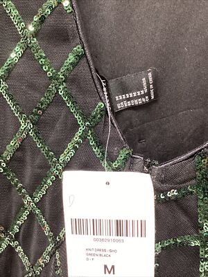 New Forever 21 Green Sequin Long Sleeve Mini Dress Black Medium Low Back *B  | eBay