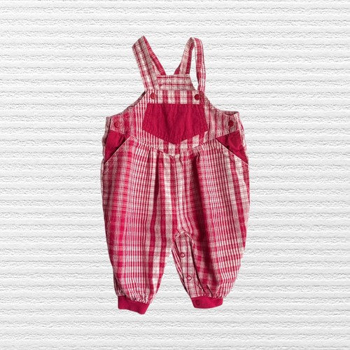 Vintage Mine Alone Baby Boys Girls Overall Bubble Romper Red Plaid Size 12M