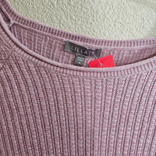 LILLA P Lavender Waffle Knit Tie Hem Cotton/Modal Top Sweater~Size S - Picture 7 of 8