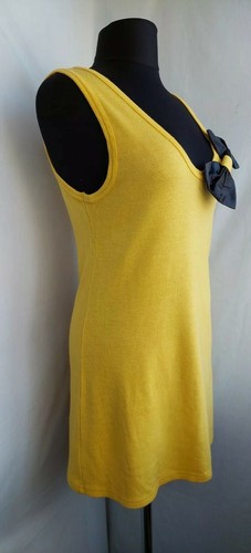 Anna Sui Tunika Größe M L ? Gelbe ärmellose Wolle? Große schwarze Schleife Top Bluse  - Bild 5 von 7