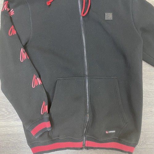 Mens M Airwalk Hoodie Black Red White Zip Snowboard Tags Soft Logo Thick - Picture 2 of 7