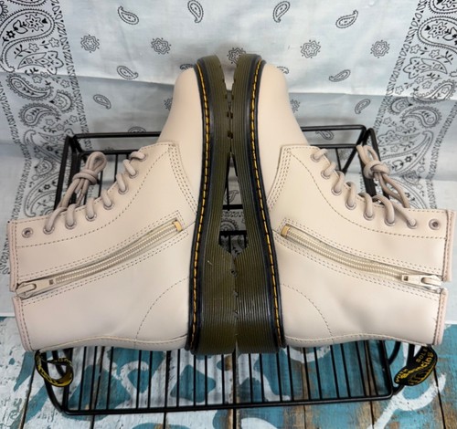 Dr. Martens 25634 Youth Taupe Leather Lace Up/Zip Ankle Boots Kids Size 3 Wor 1X - Picture 6 of 9